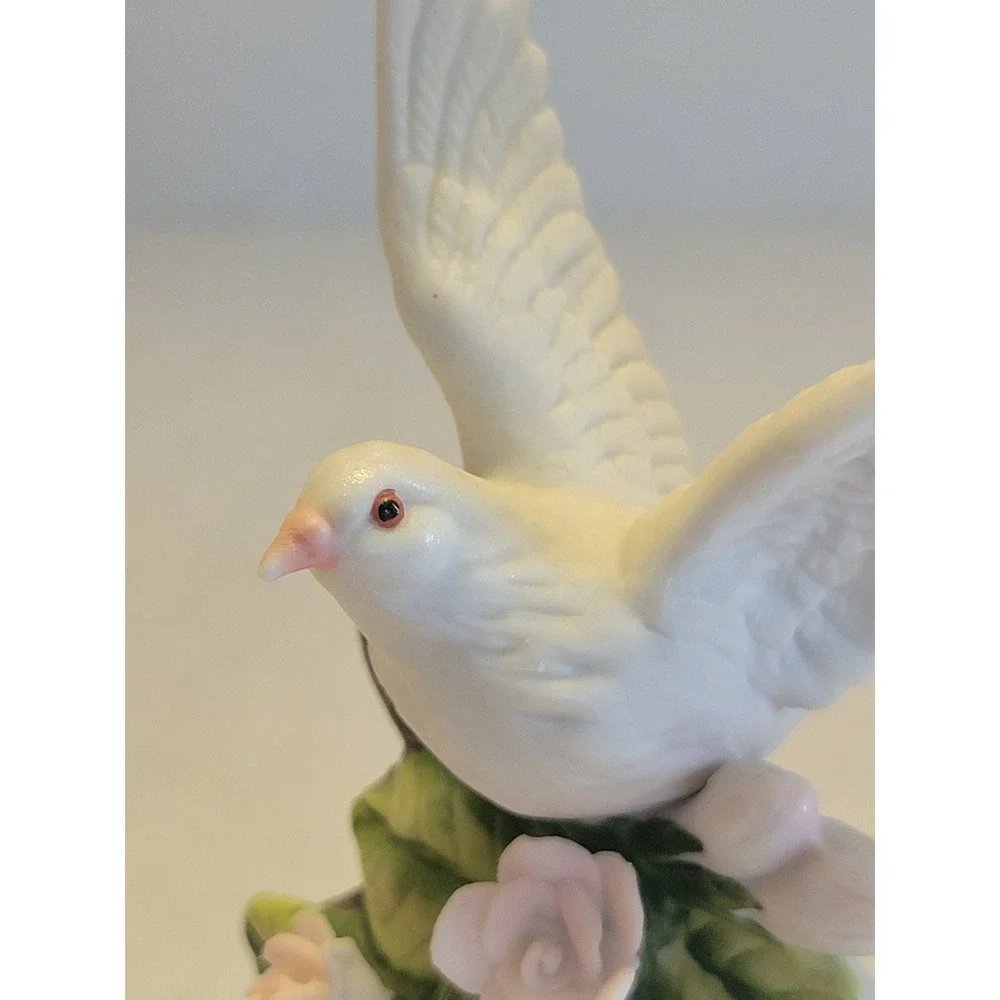 Vintage Seymour Mann Bisque Porcelain Dove Bell Ornament Floral Bird 1996 Decor‎